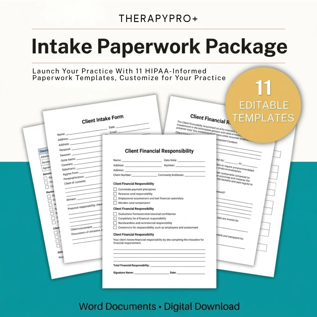 Mental Health Intake Paperwork Package | 11 Editable Word Templates
