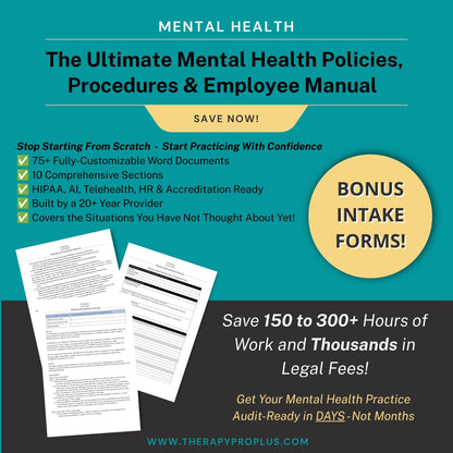 The Ultimate Mental Health Policies & Procedures Manual | Customizable | TherapyPro+