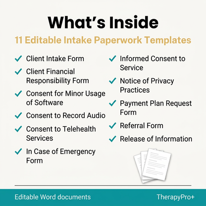 Intake Paperwork Package included templates graphic